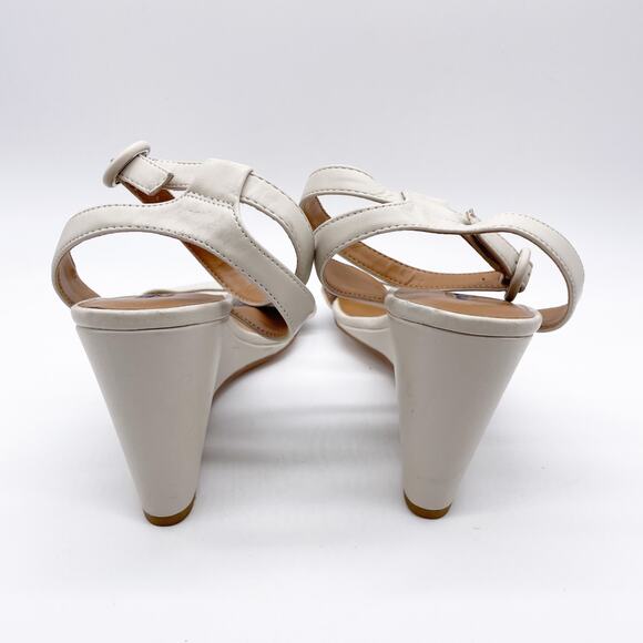 Nordstrom Rack Womens Carrie White Leather Open Toe Low Wedge Heeled Sandals 11M - Picture 5 of 11